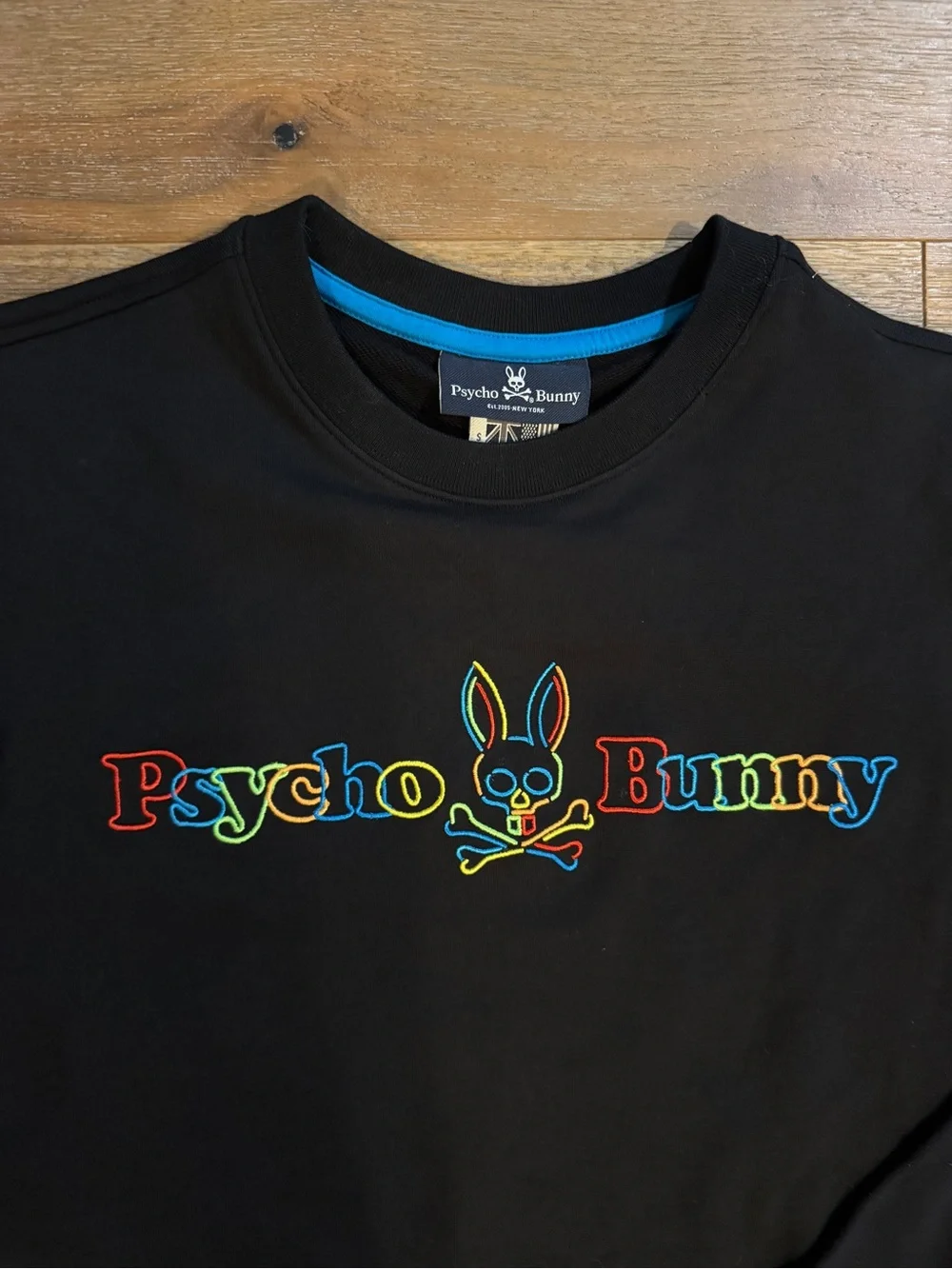 Psycho Bunny Men's Black Pullover Crew Neck Sweatshirt Embroidered Logo S